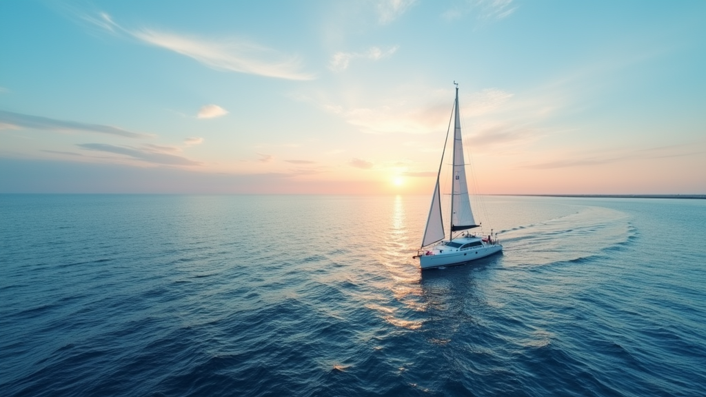 Sailing boat on water during sunset